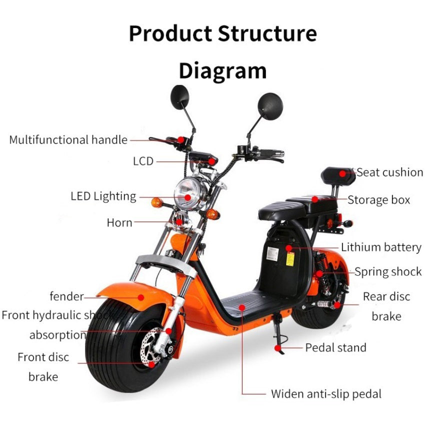 SCOOTER electrique Citycoco 1500W 12AH batterie amovible